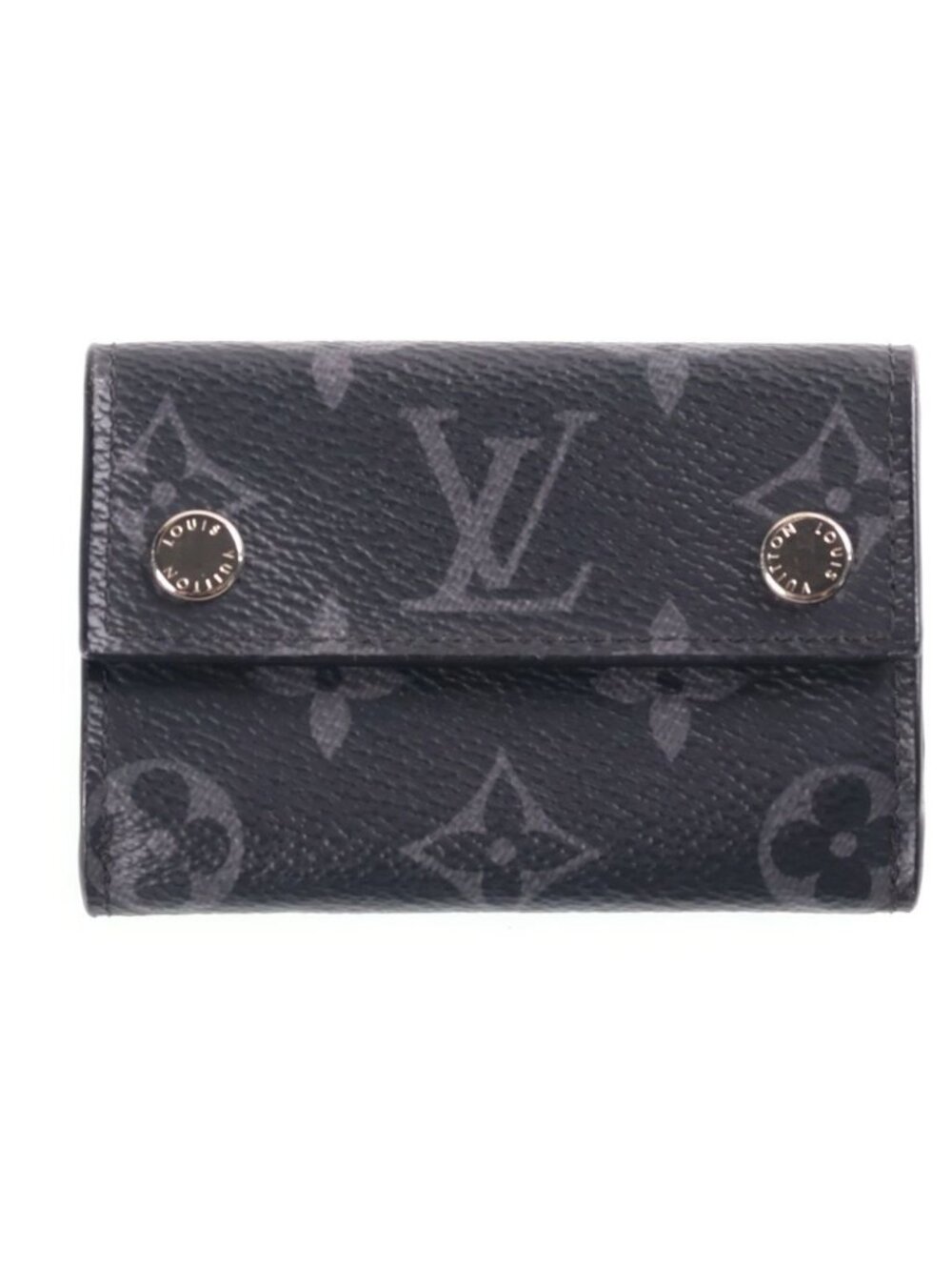 Louis Vuitton Monogram Eclipse Discovery Compact Wallet Mini Trifold Coin Purse
